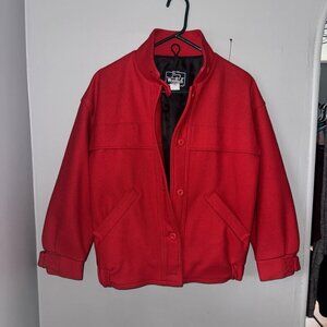 Vintage Woolrich Jacket Red 100% Wool Button Up Heavy Shirt Coat Woman Small
